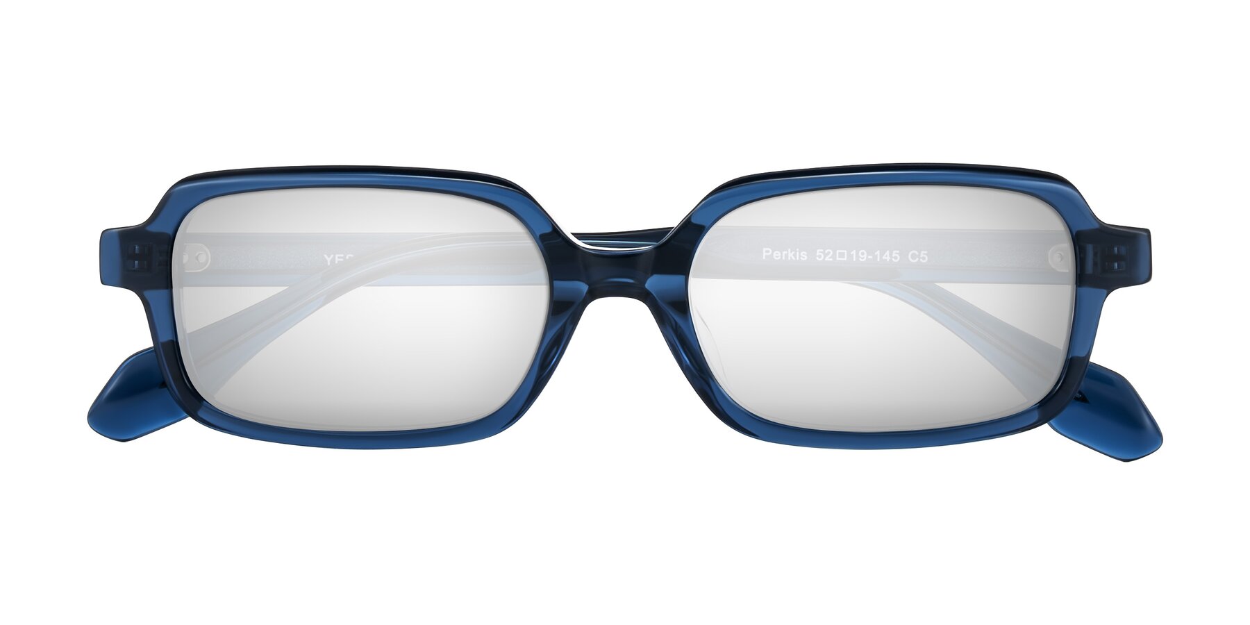Folded Front of Perkis in Blue with Silver Mirrored Lenses