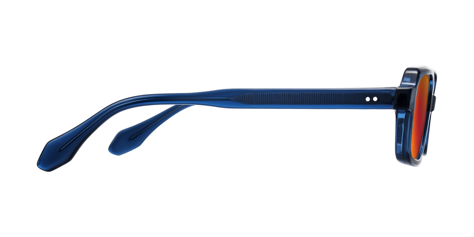 Side of Perkis in Blue with Red Gold Mirrored Lenses