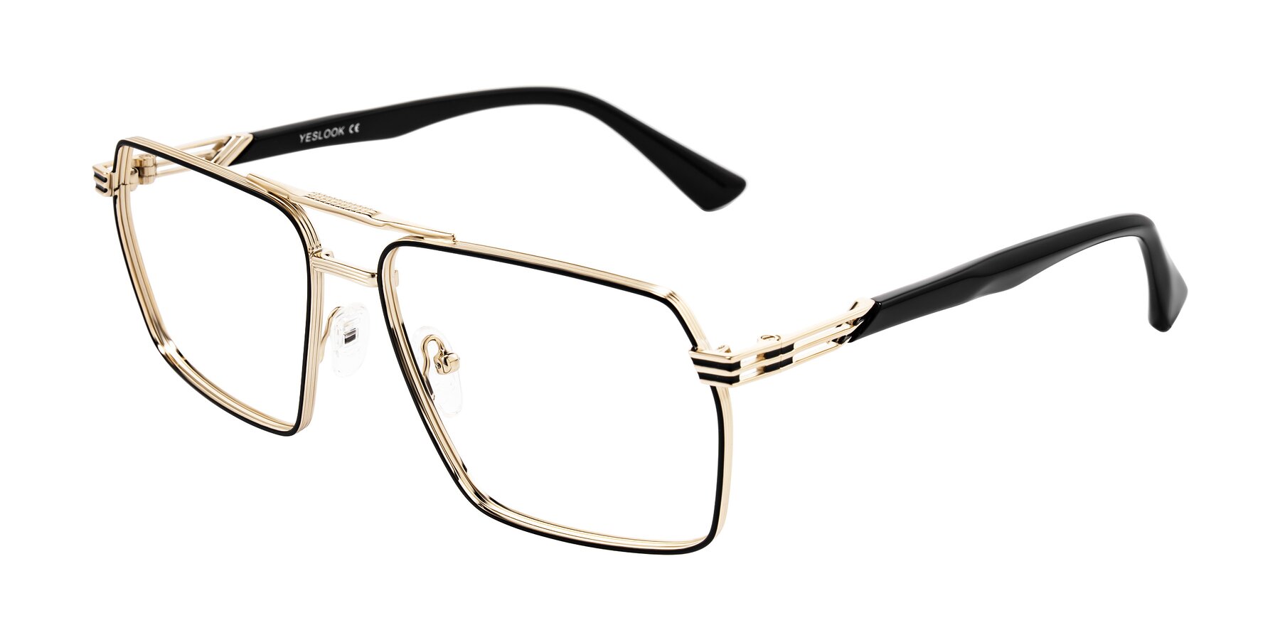 Angle of Nasuma in Gold/Black with Clear Eyeglass Lenses
