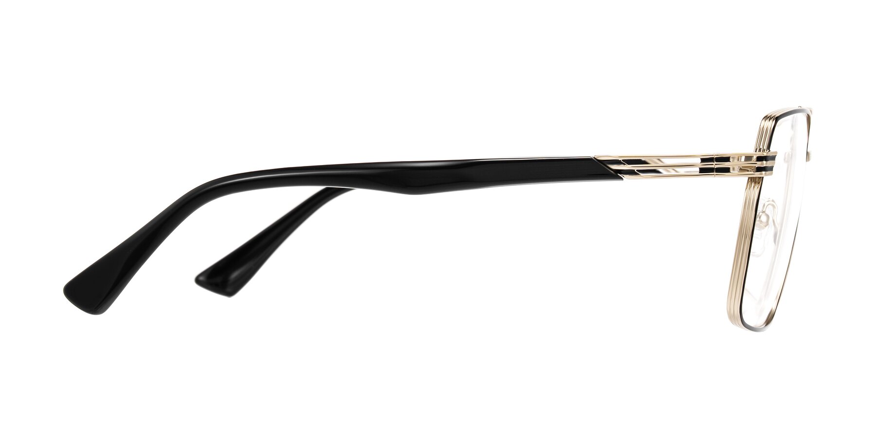 Side of Nasuma in Gold/Black with Clear Eyeglass Lenses