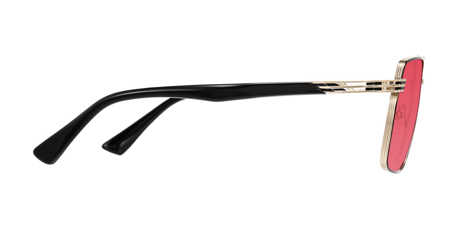 Side of Nasuma in Gold/Black with Red Tinted Lenses