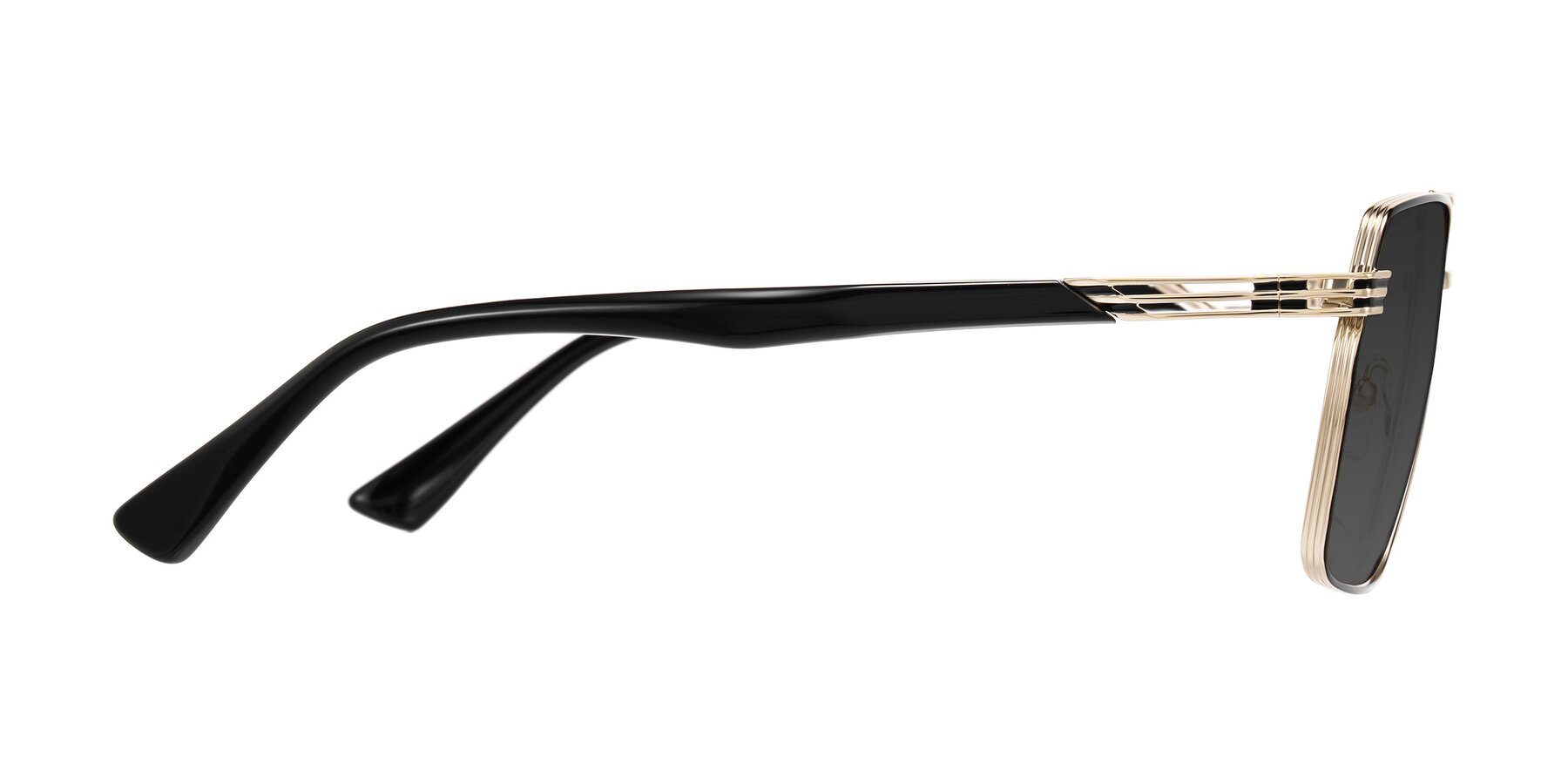 Side of Nasuma in Gold/Black with Gray Tinted Lenses