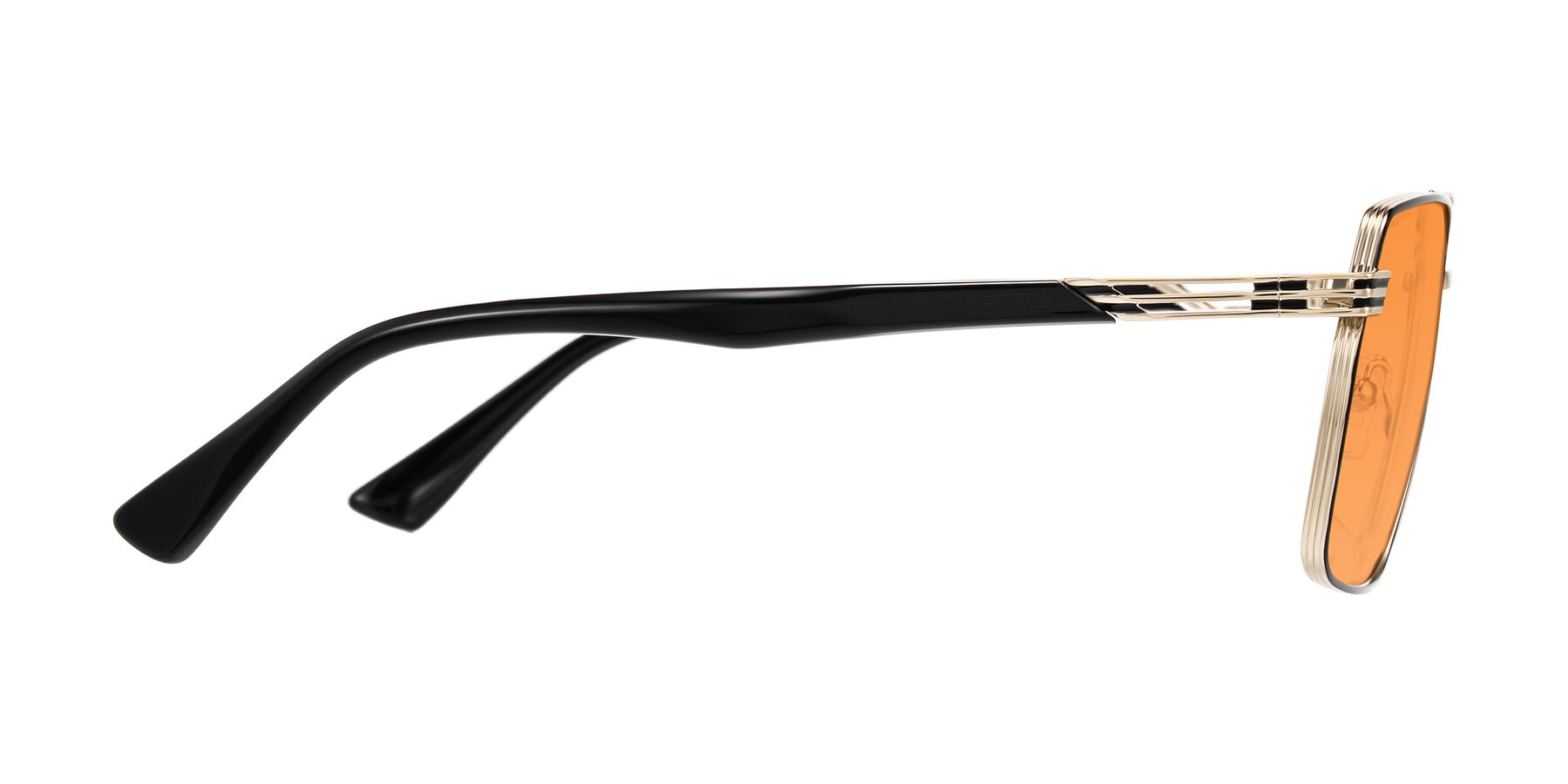 Side of Nasuma in Gold/Black with Orange Tinted Lenses