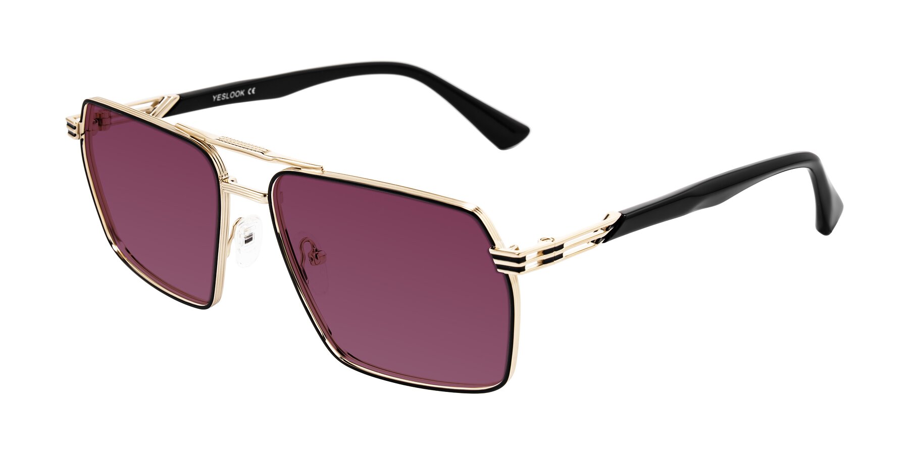 Angle of Nasuma in Gold/Black with Wine Tinted Lenses