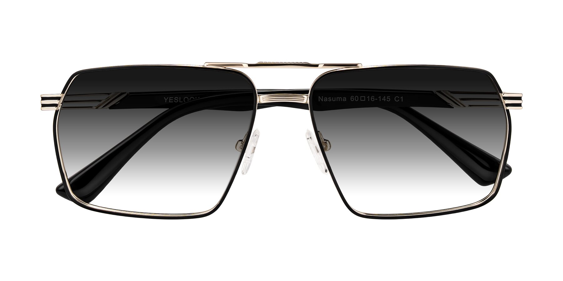 Folded Front of Nasuma in Gold/Black with Gray Gradient Lenses