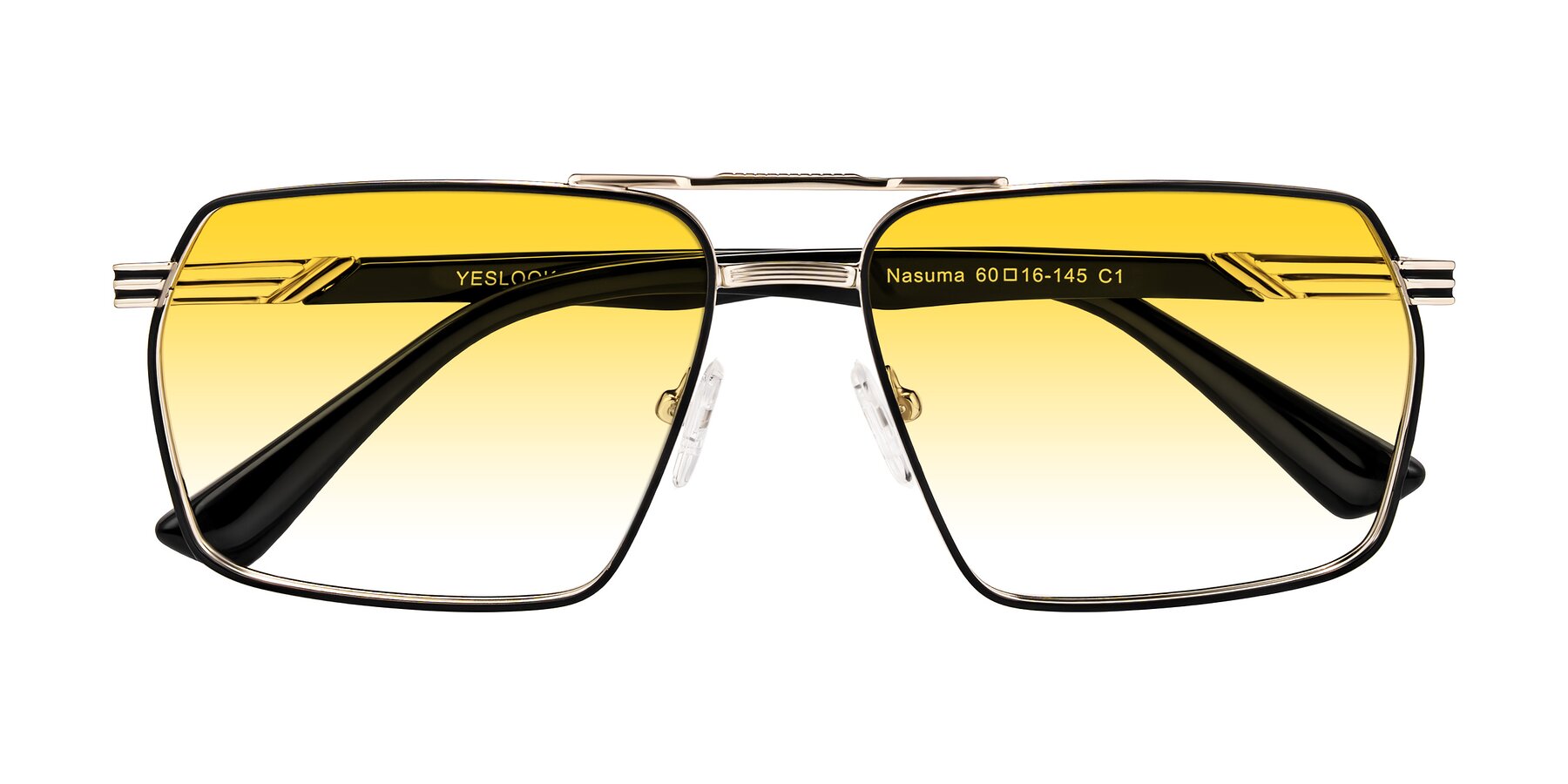 Folded Front of Nasuma in Gold/Black with Yellow Gradient Lenses