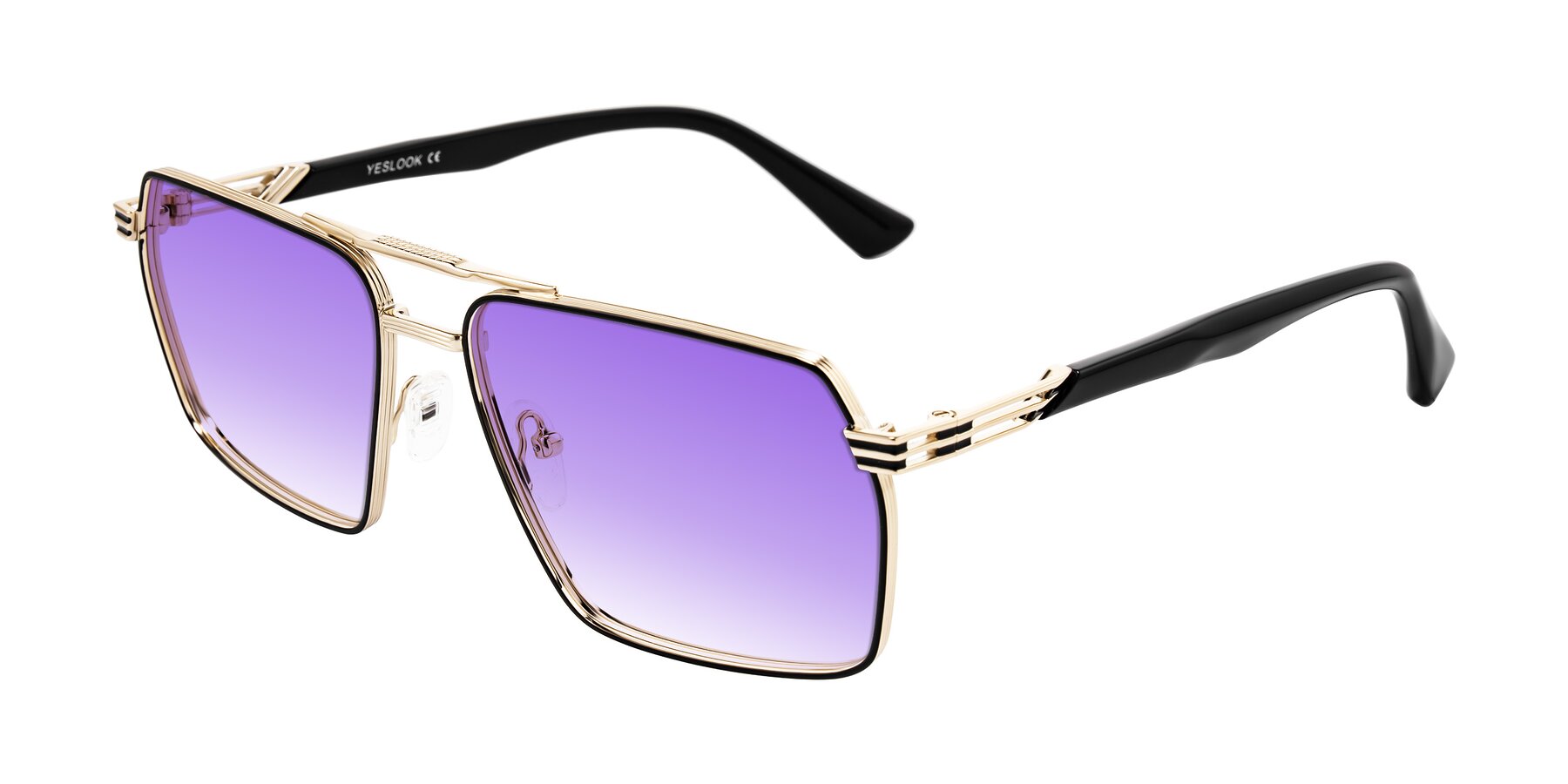 Angle of Nasuma in Gold/Black with Purple Gradient Lenses