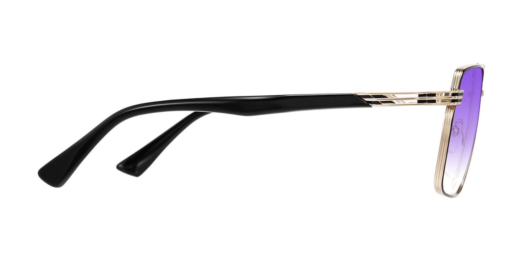Side of Nasuma in Gold/Black with Purple Gradient Lenses
