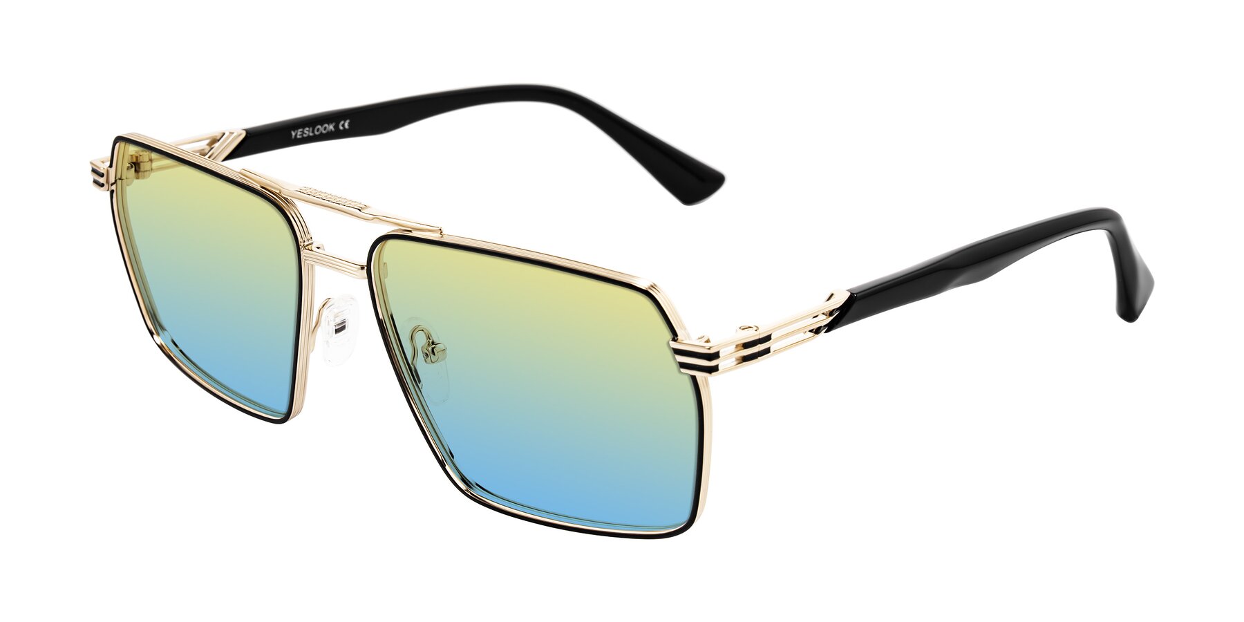 Angle of Nasuma in Gold/Black with Yellow / Blue Gradient Lenses