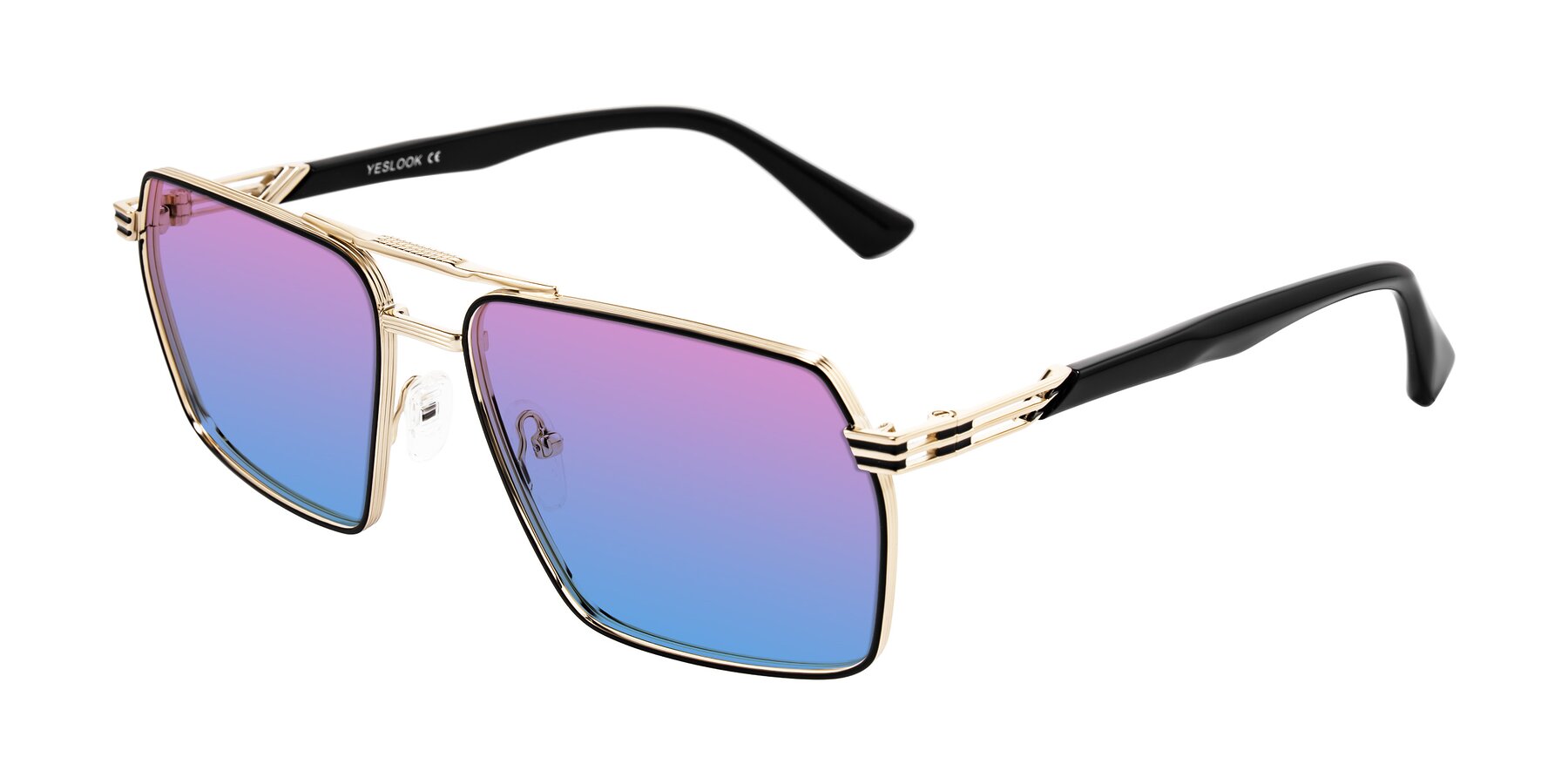 Angle of Nasuma in Gold/Black with Pink / Blue Gradient Lenses