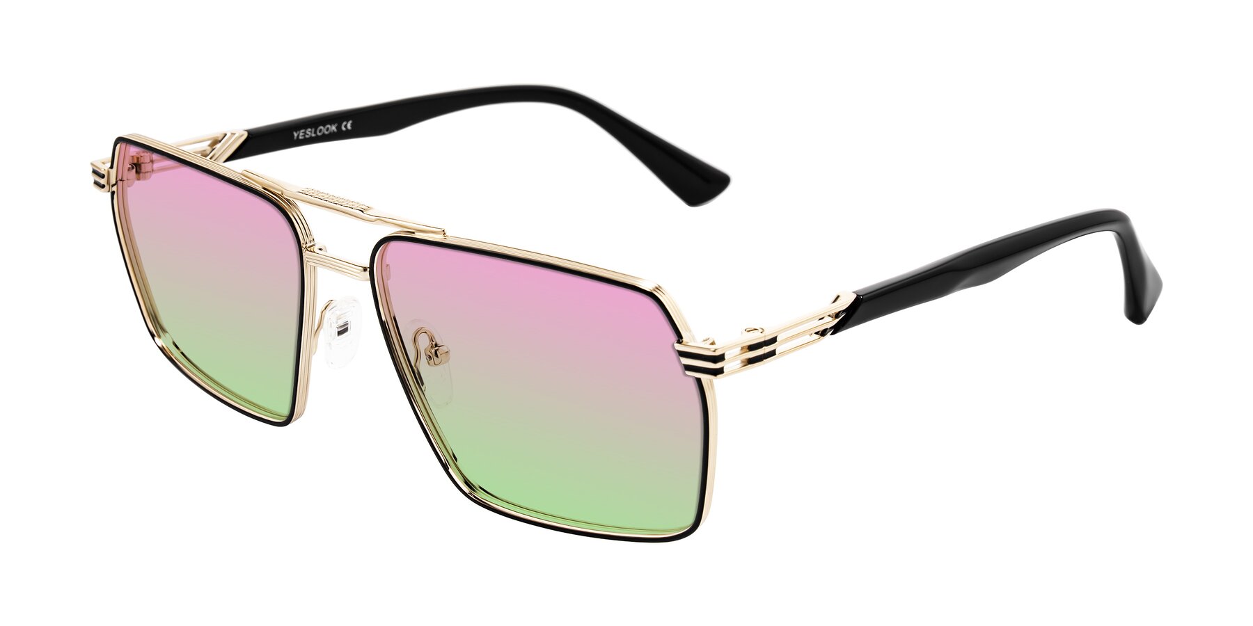 Angle of Nasuma in Gold/Black with Pink / Green Gradient Lenses