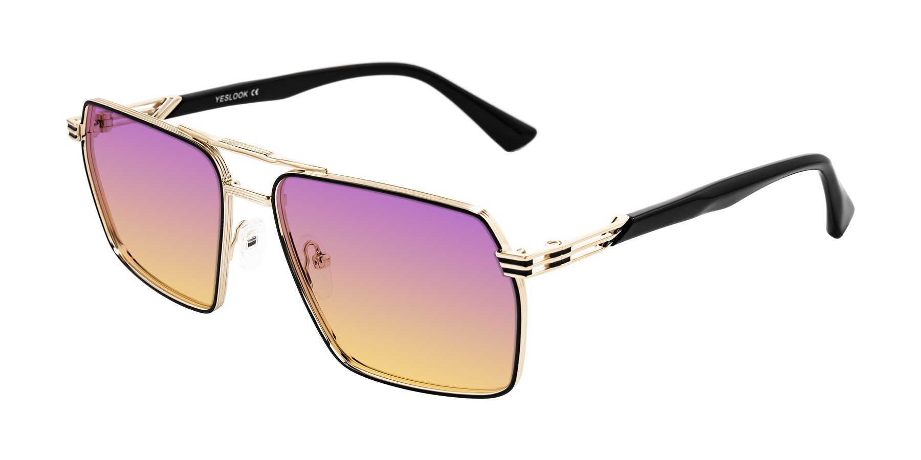 Angle of Nasuma in Gold/Black with Purple / Yellow Gradient Lenses