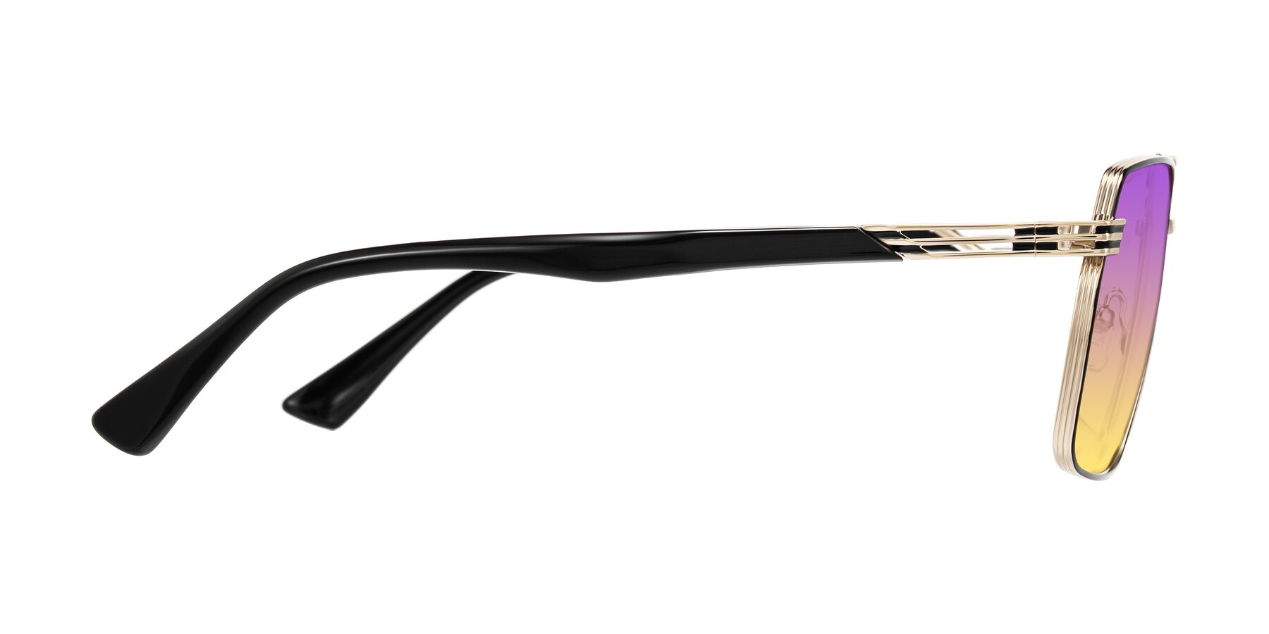 Side of Nasuma in Gold/Black with Purple / Yellow Gradient Lenses