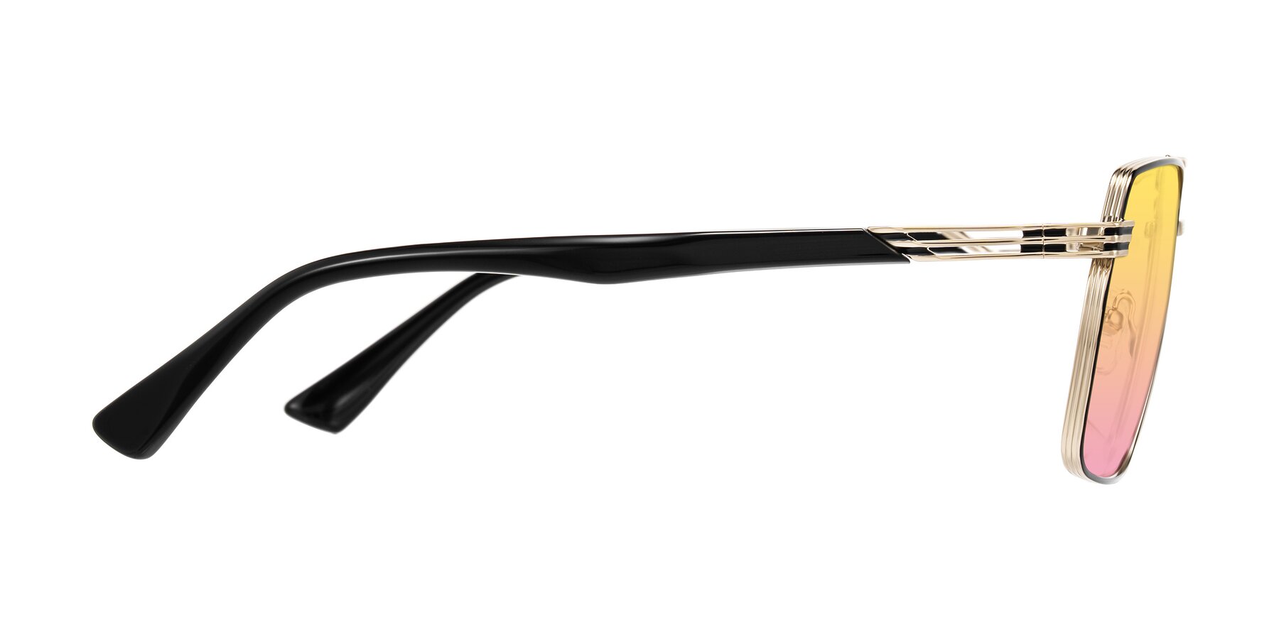 Side of Nasuma in Gold/Black with Yellow / Pink Gradient Lenses