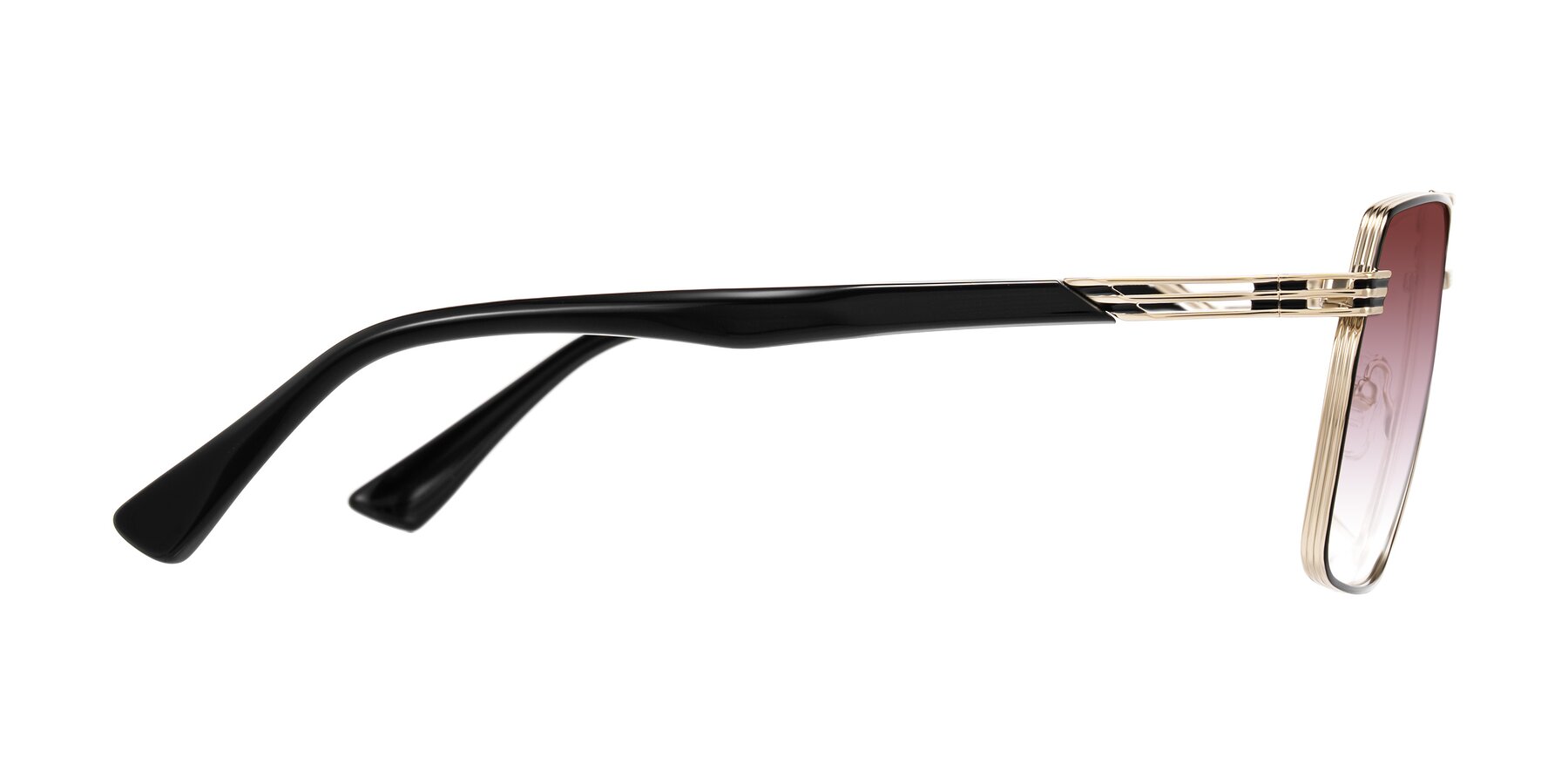 Side of Nasuma in Gold/Black with Garnet Gradient Lenses
