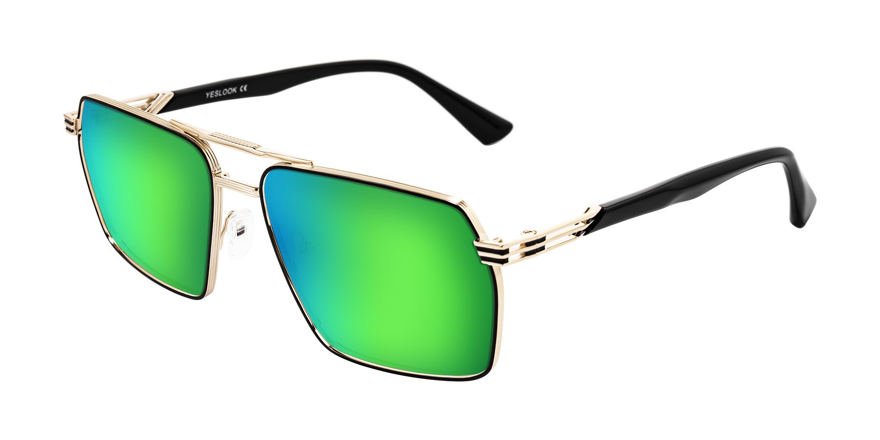 Angle of Nasuma in Gold/Black with Green Mirrored Lenses