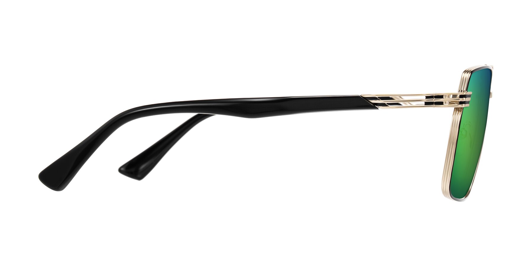 Side of Nasuma in Gold/Black with Green Mirrored Lenses