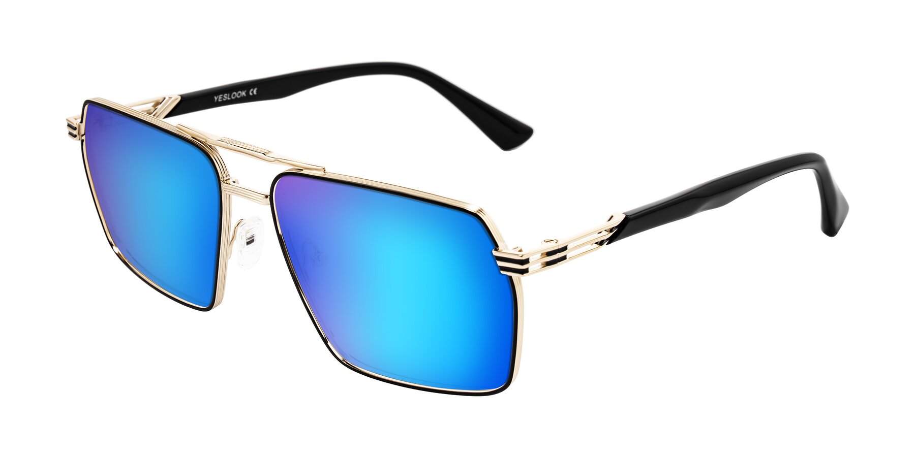 Angle of Nasuma in Gold/Black with Blue Mirrored Lenses