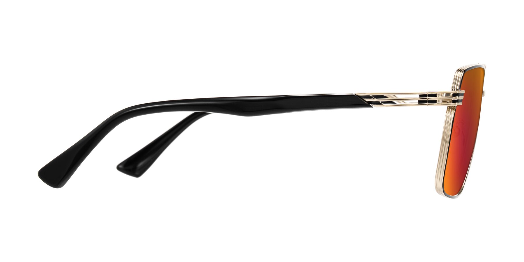 Side of Nasuma in Gold/Black with Red Gold Mirrored Lenses