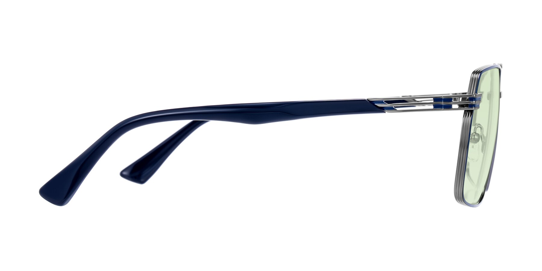 Side of Nasuma in Gunmetal/Blue with Light Green Tinted Lenses