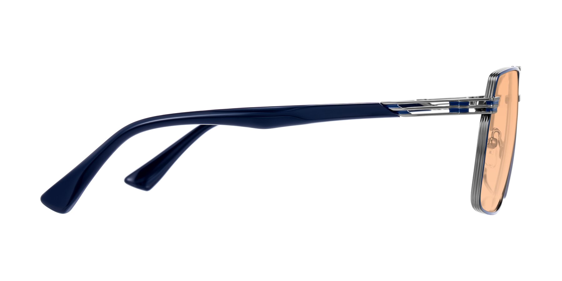 Side of Nasuma in Gunmetal/Blue with Light Orange Tinted Lenses
