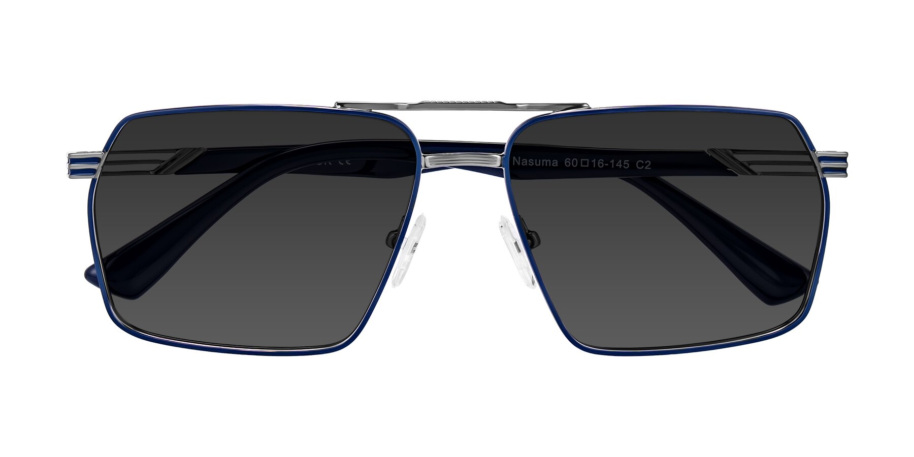 Folded Front of Nasuma in Gunmetal/Blue with Gray Tinted Lenses
