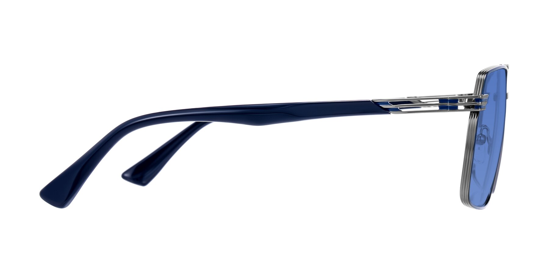 Side of Nasuma in Gunmetal/Blue with Blue Tinted Lenses