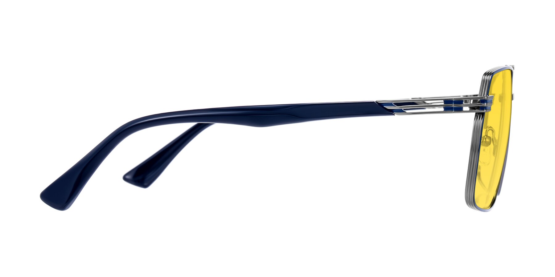 Side of Nasuma in Gunmetal/Blue with Yellow Tinted Lenses