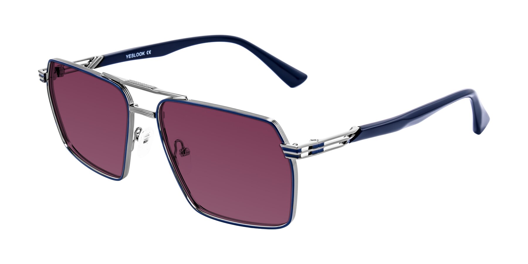 Angle of Nasuma in Gunmetal/Blue with Wine Tinted Lenses