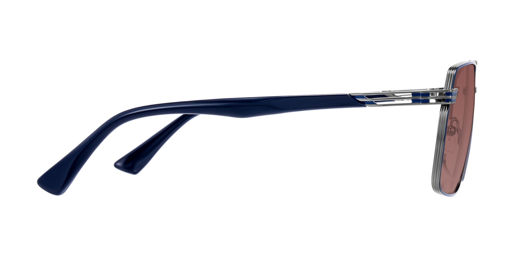 Side of Nasuma in Gunmetal/Blue with Garnet Tinted Lenses