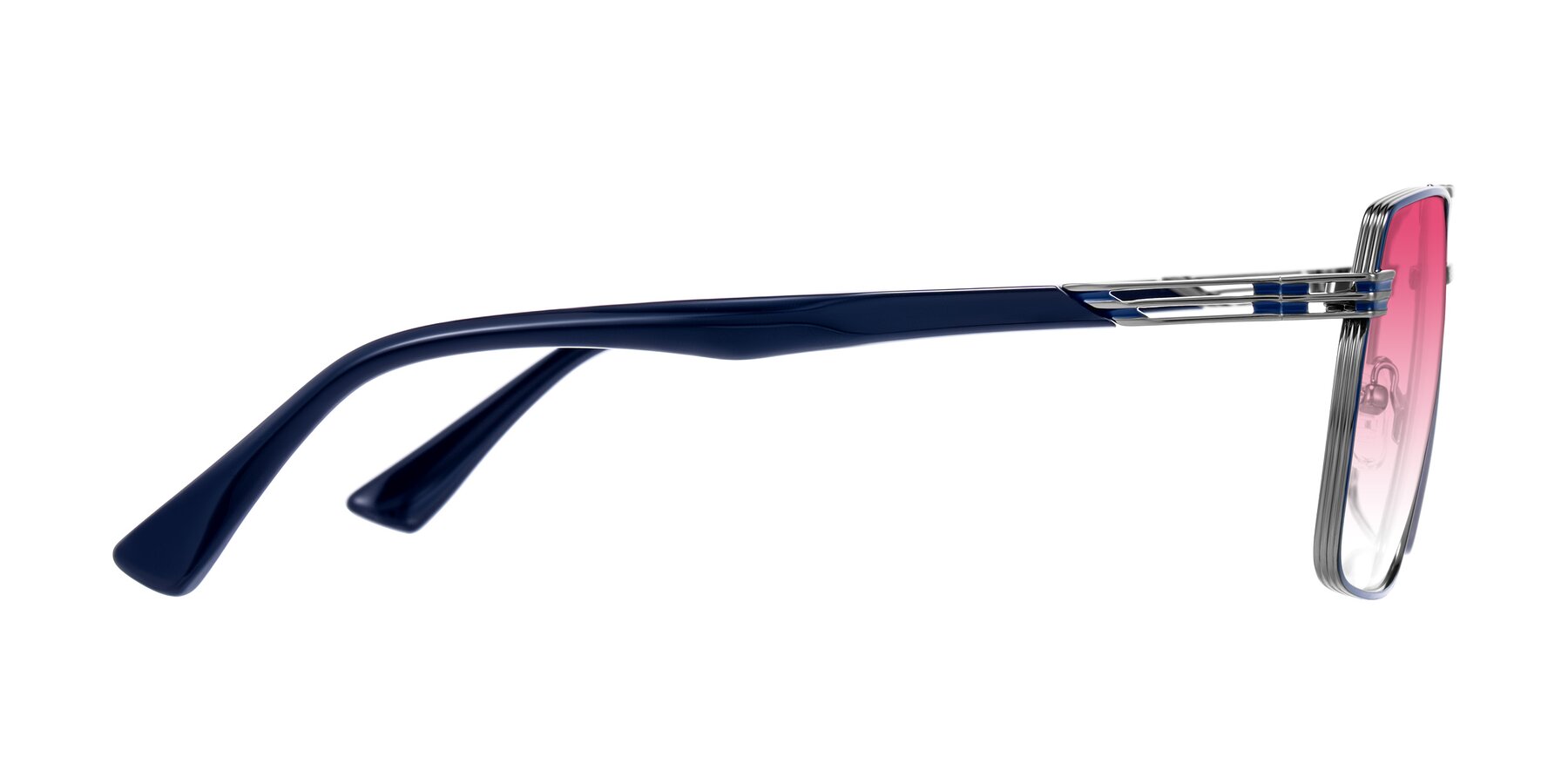 Side of Nasuma in Gunmetal/Blue with Pink Gradient Lenses