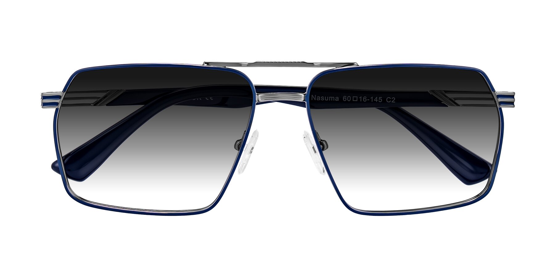 Folded Front of Nasuma in Gunmetal/Blue with Gray Gradient Lenses