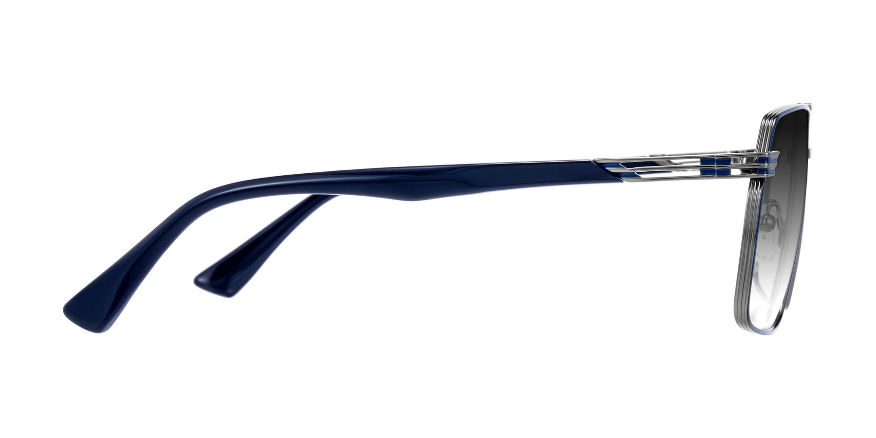 Side of Nasuma in Gunmetal/Blue with Gray Gradient Lenses