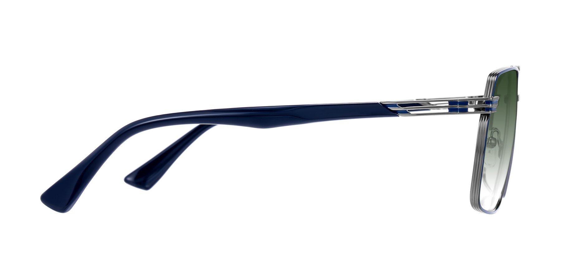 Side of Nasuma in Gunmetal/Blue with Green Gradient Lenses