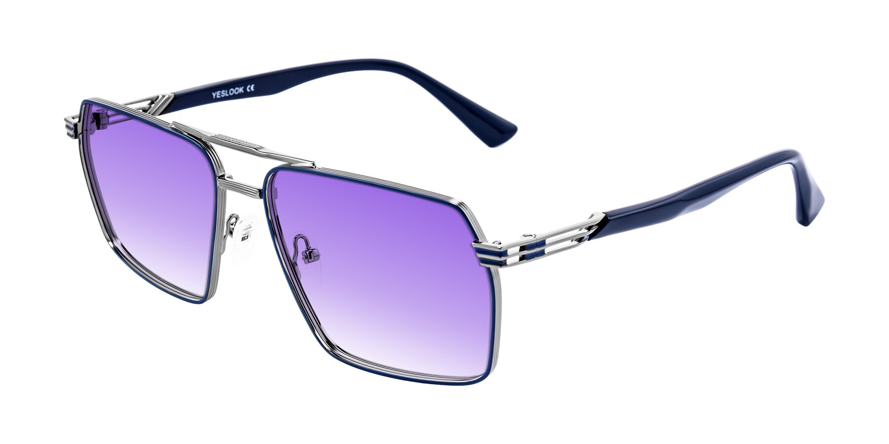 Angle of Nasuma in Gunmetal/Blue with Purple Gradient Lenses
