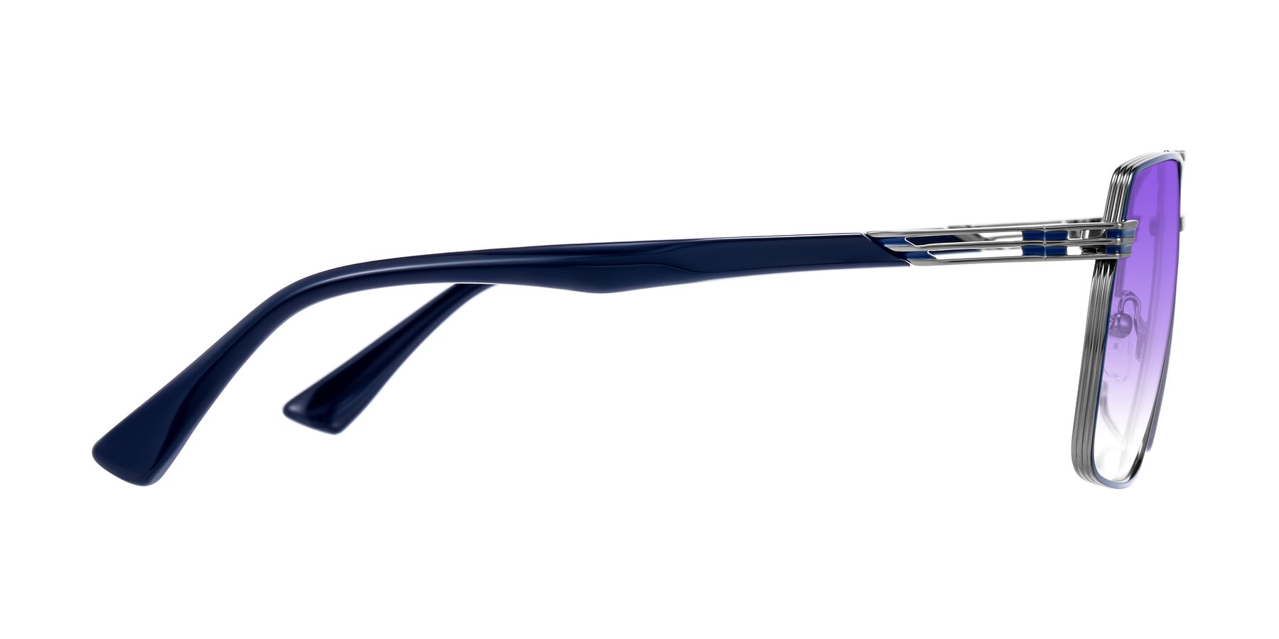 Side of Nasuma in Gunmetal/Blue with Purple Gradient Lenses