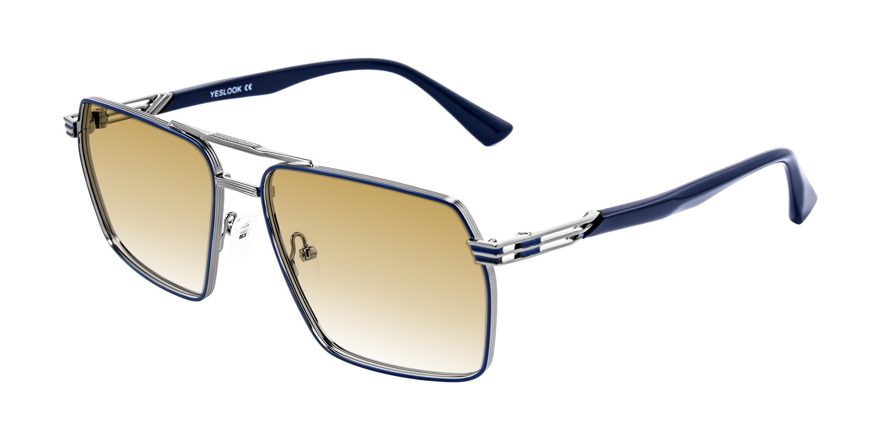 Angle of Nasuma in Gunmetal/Blue with Champagne Gradient Lenses