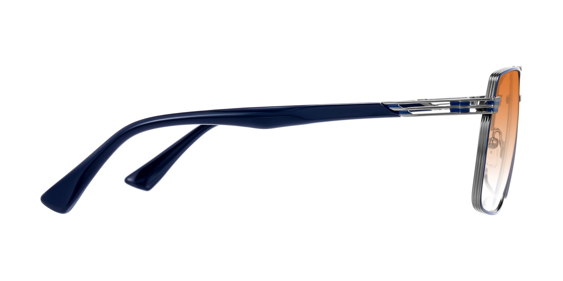 Side of Nasuma in Gunmetal/Blue with Orange Gradient Lenses