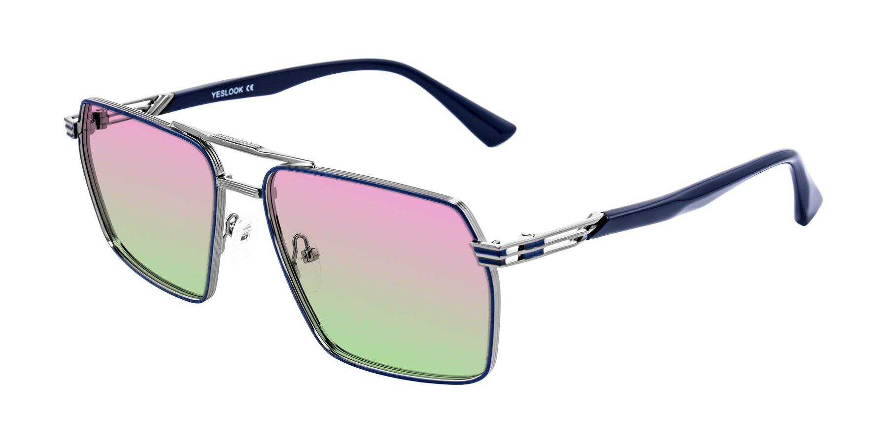Angle of Nasuma in Gunmetal/Blue with Pink / Green Gradient Lenses