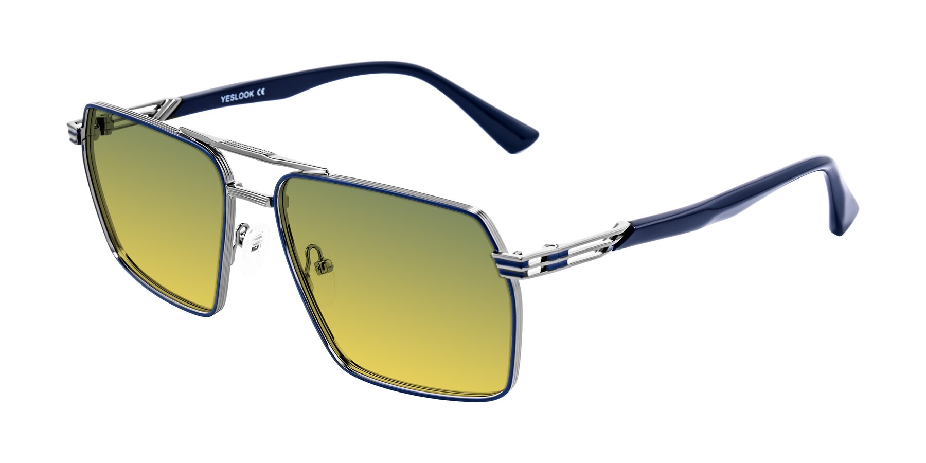 Angle of Nasuma in Gunmetal/Blue with Green / Yellow Gradient Lenses