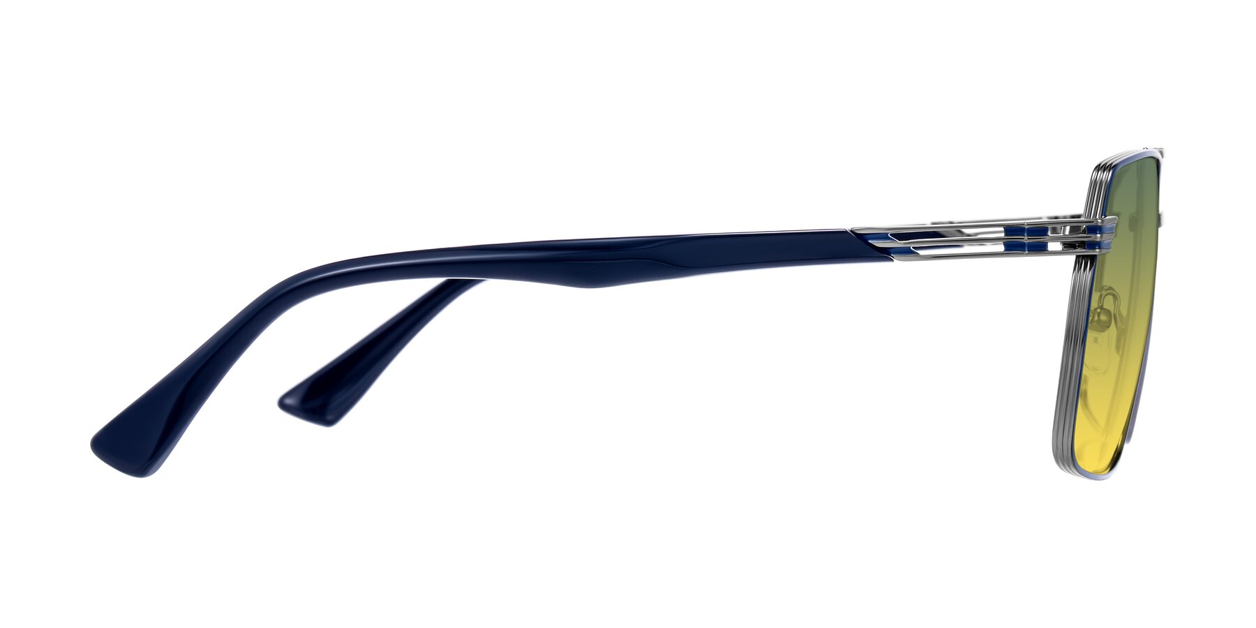 Side of Nasuma in Gunmetal/Blue with Green / Yellow Gradient Lenses