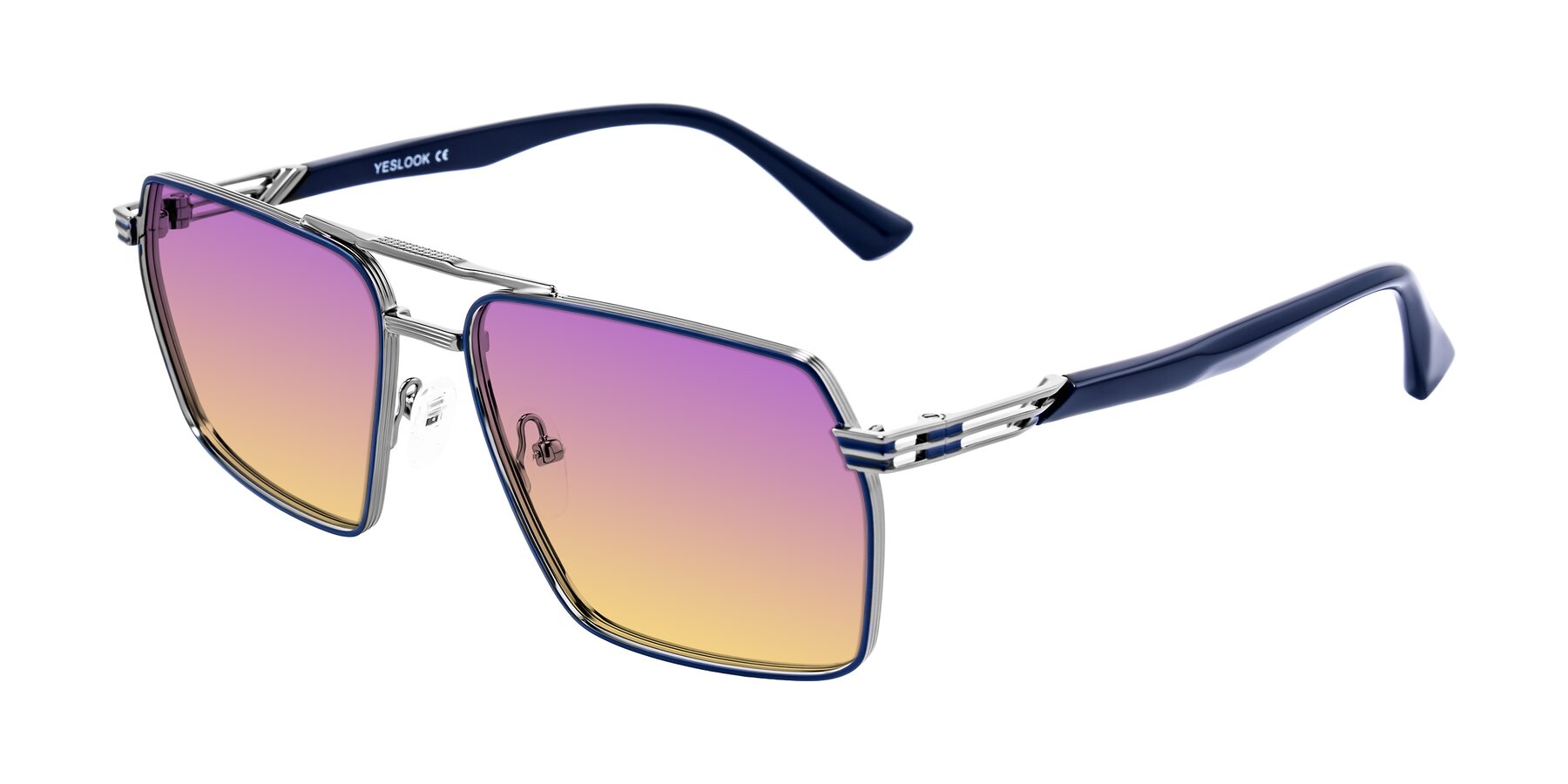 Angle of Nasuma in Gunmetal/Blue with Purple / Yellow Gradient Lenses