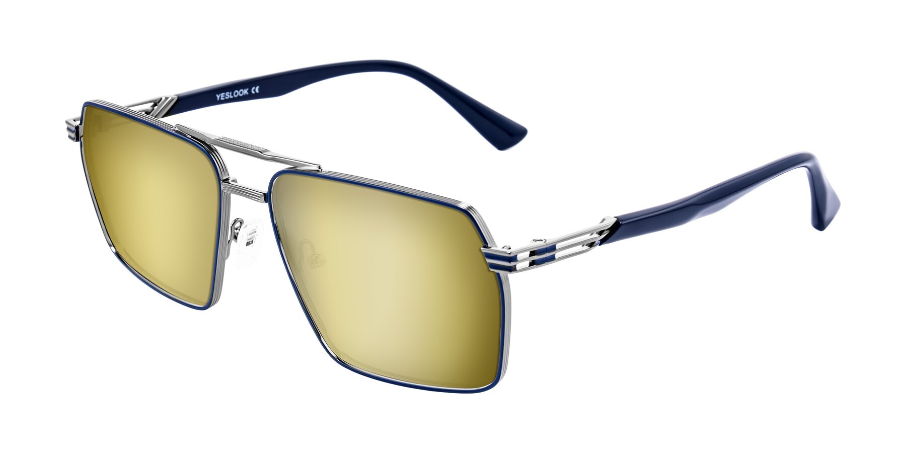 Angle of Nasuma in Gunmetal/Blue with Gold Mirrored Lenses
