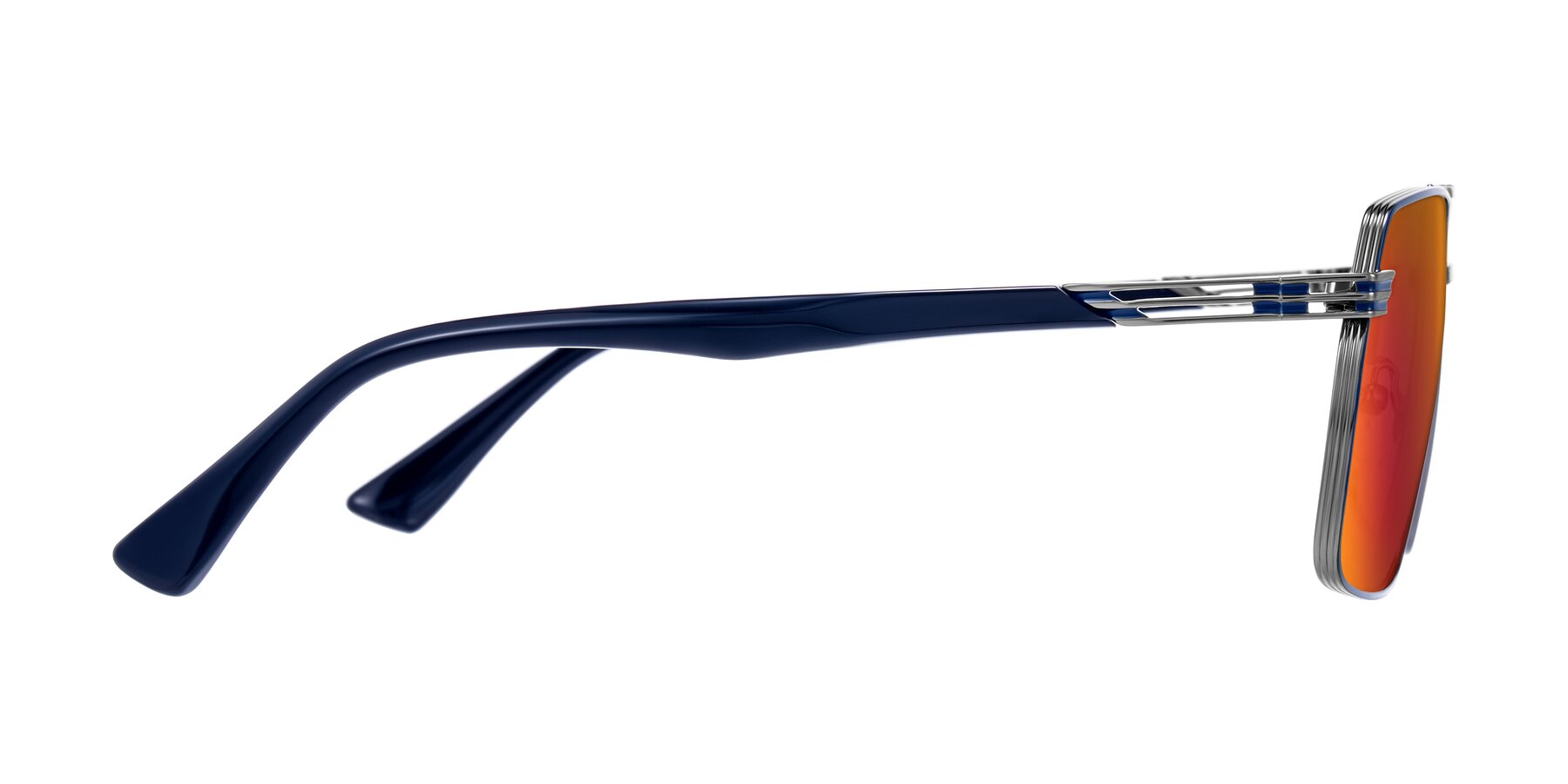 Side of Nasuma in Gunmetal/Blue with Red Gold Mirrored Lenses