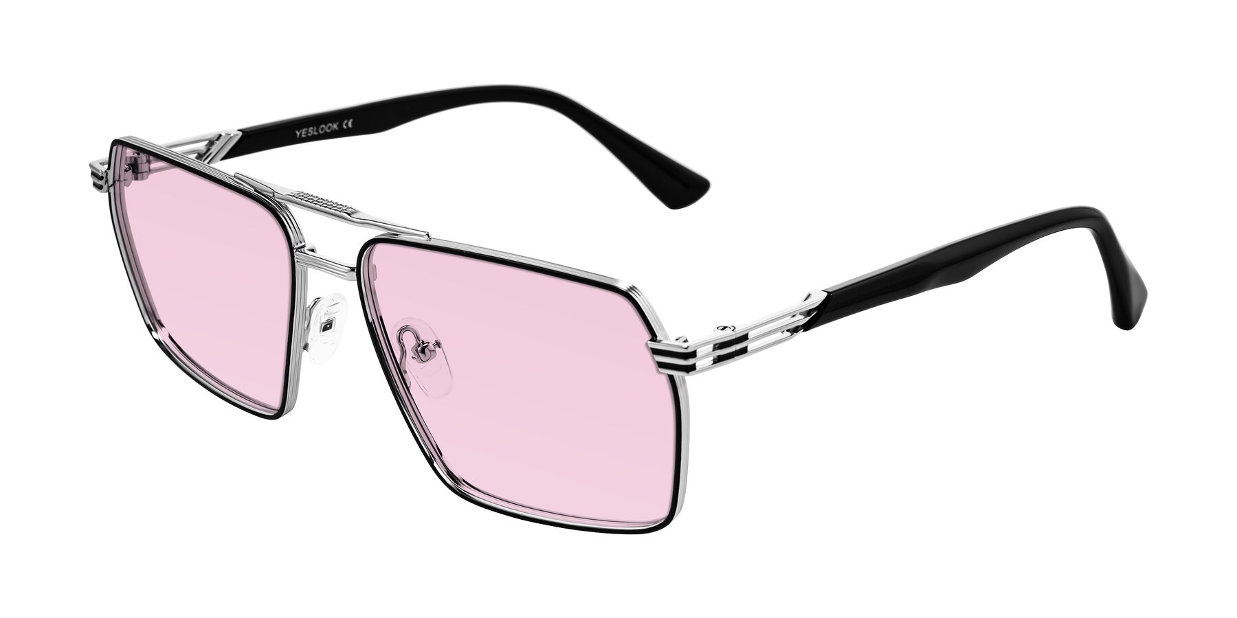 Angle of Nasuma in Chrome/Black with Light Pink Tinted Lenses