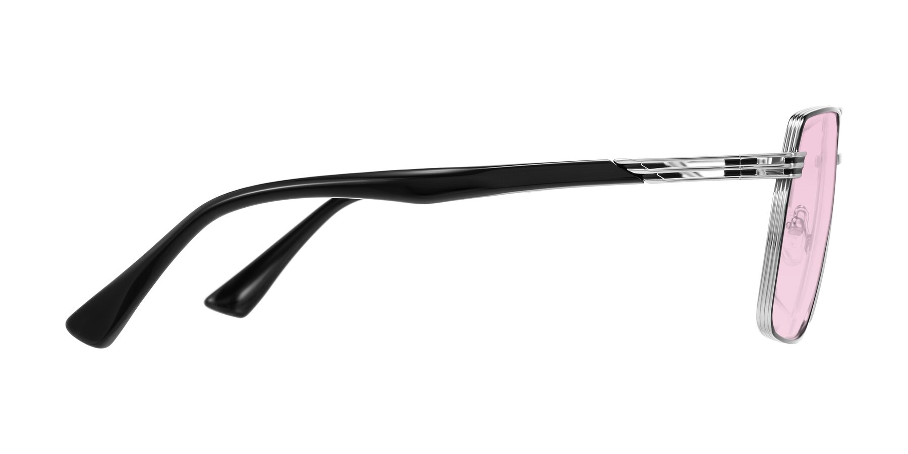 Side of Nasuma in Chrome/Black with Light Pink Tinted Lenses