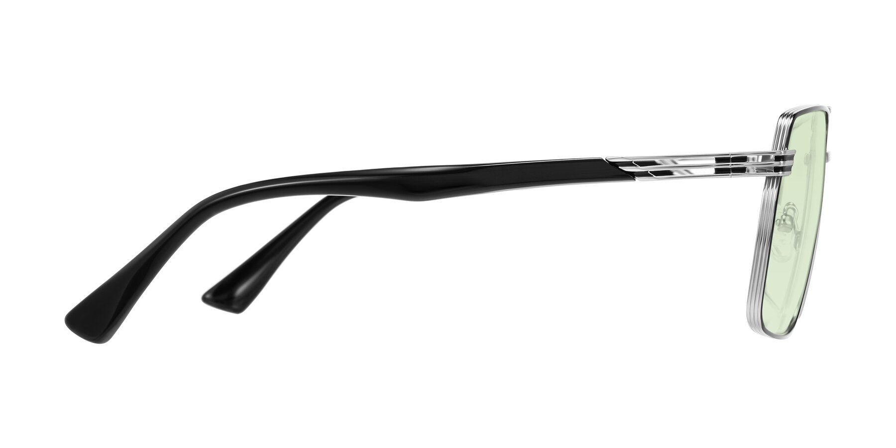 Side of Nasuma in Chrome/Black with Light Green Tinted Lenses