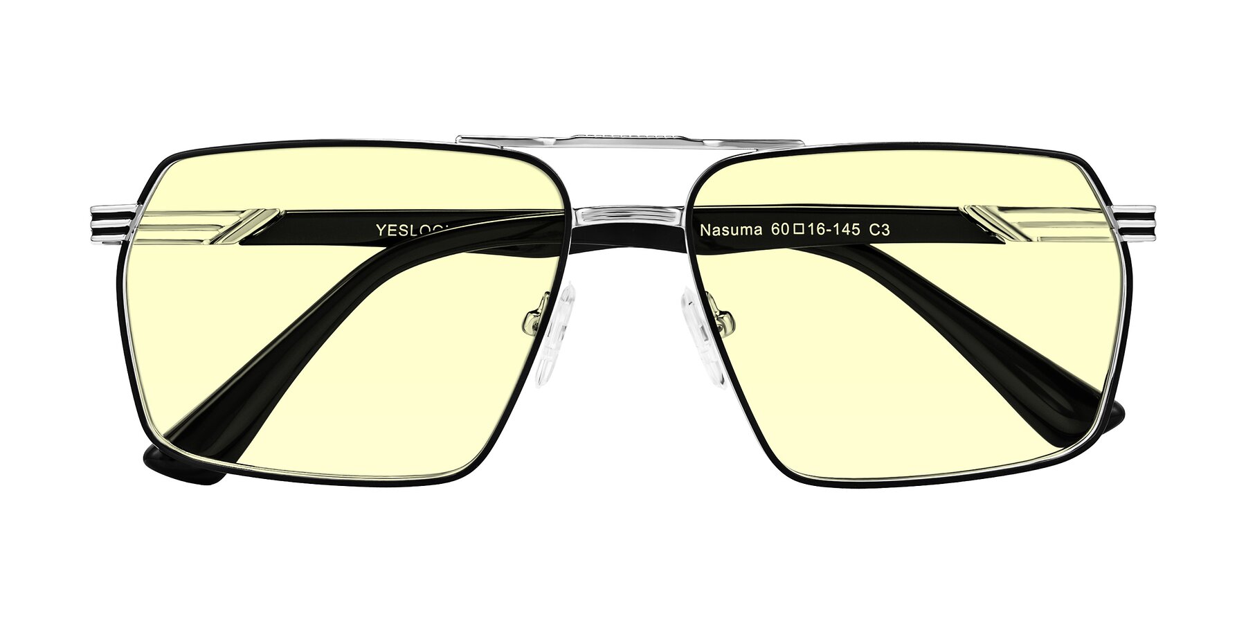 Folded Front of Nasuma in Chrome/Black with Light Yellow Tinted Lenses