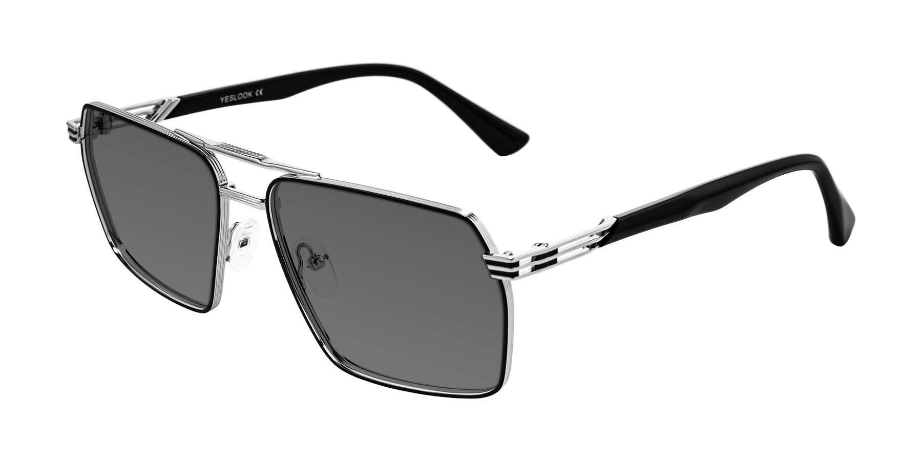 Angle of Nasuma in Chrome/Black with Medium Gray Tinted Lenses