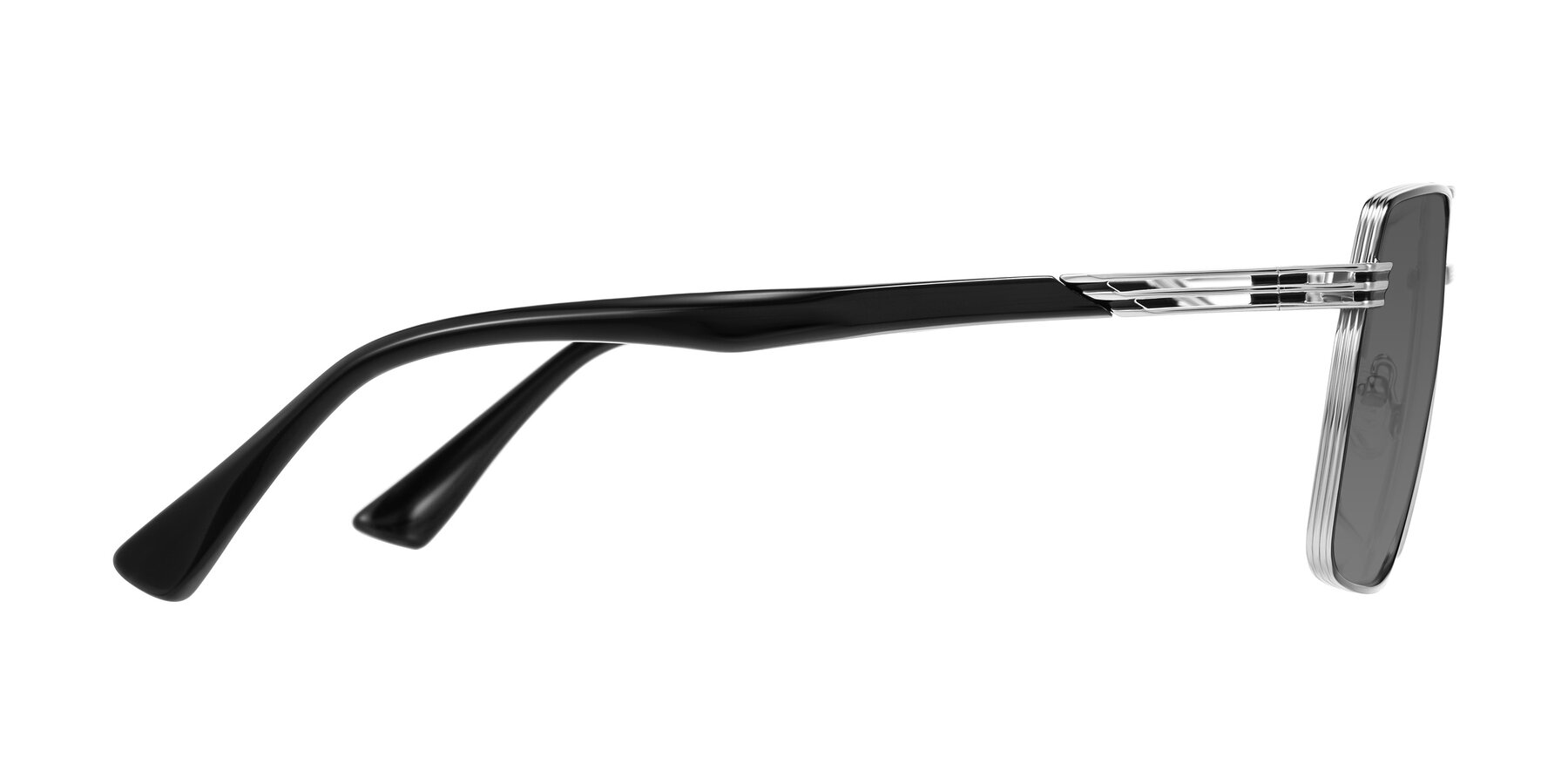 Side of Nasuma in Chrome/Black with Medium Gray Tinted Lenses